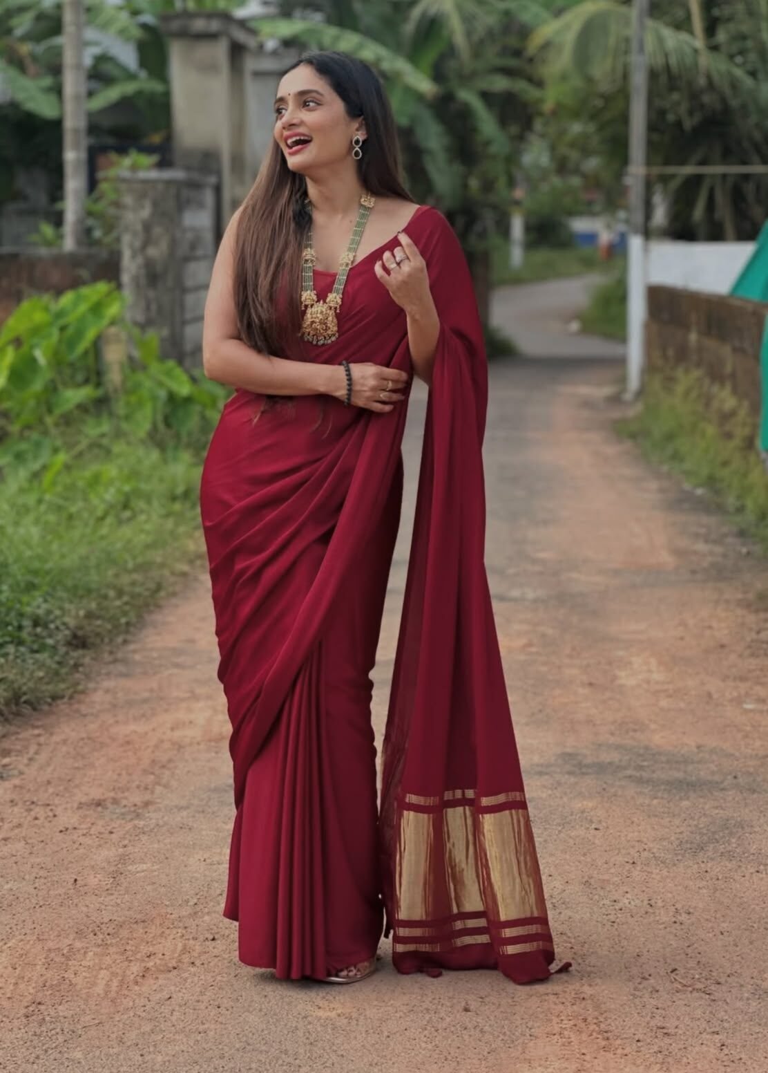 pure-modal-maroon-saree